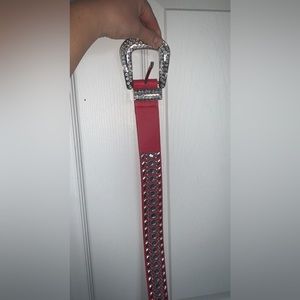 Y2k Red rhinestone buckle belt
